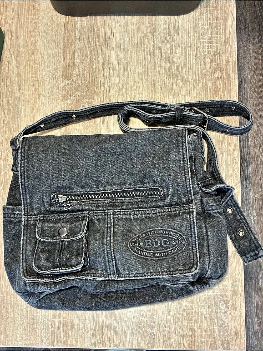 BDG Urban Outfitters Black Denim Messenger Bag
